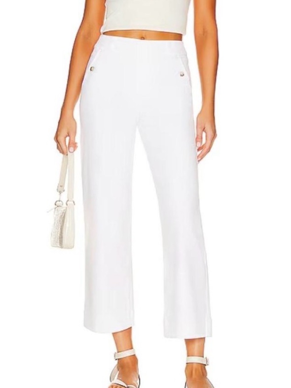 SPANX Cropped Wide Leg Stretch Twill Pants Bright White Women’s Size Medium